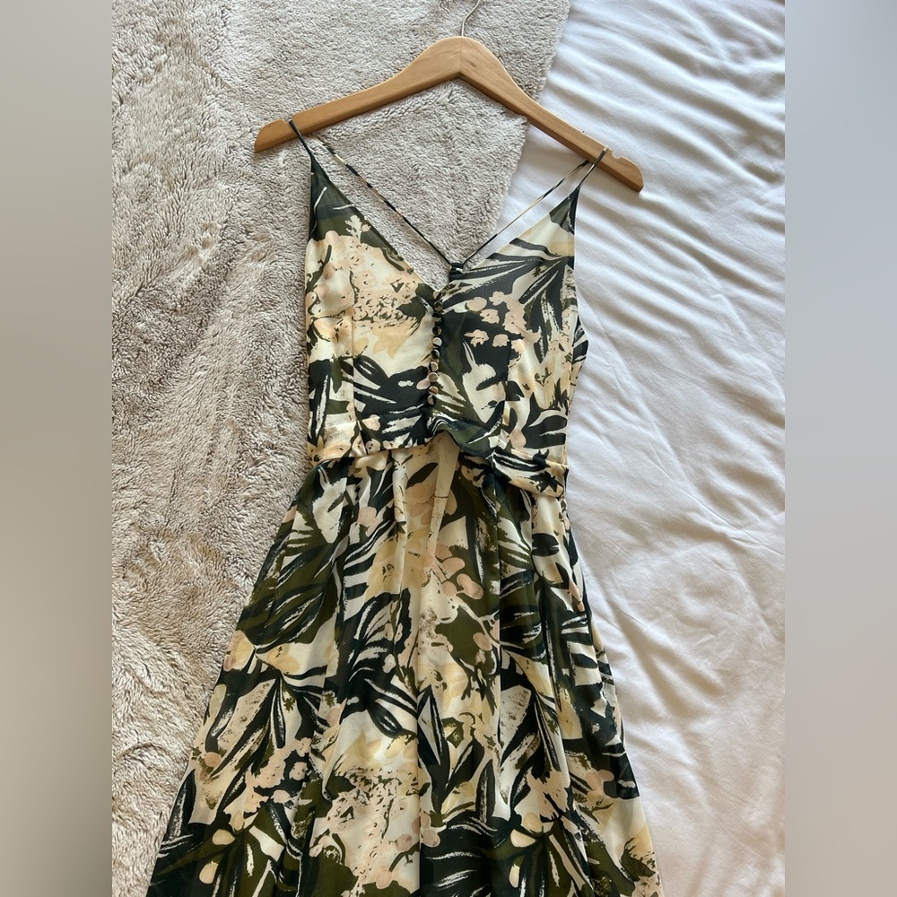 H&M Tropical Green and Cream Maxi Dress